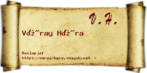 Váray Héra névjegykártya